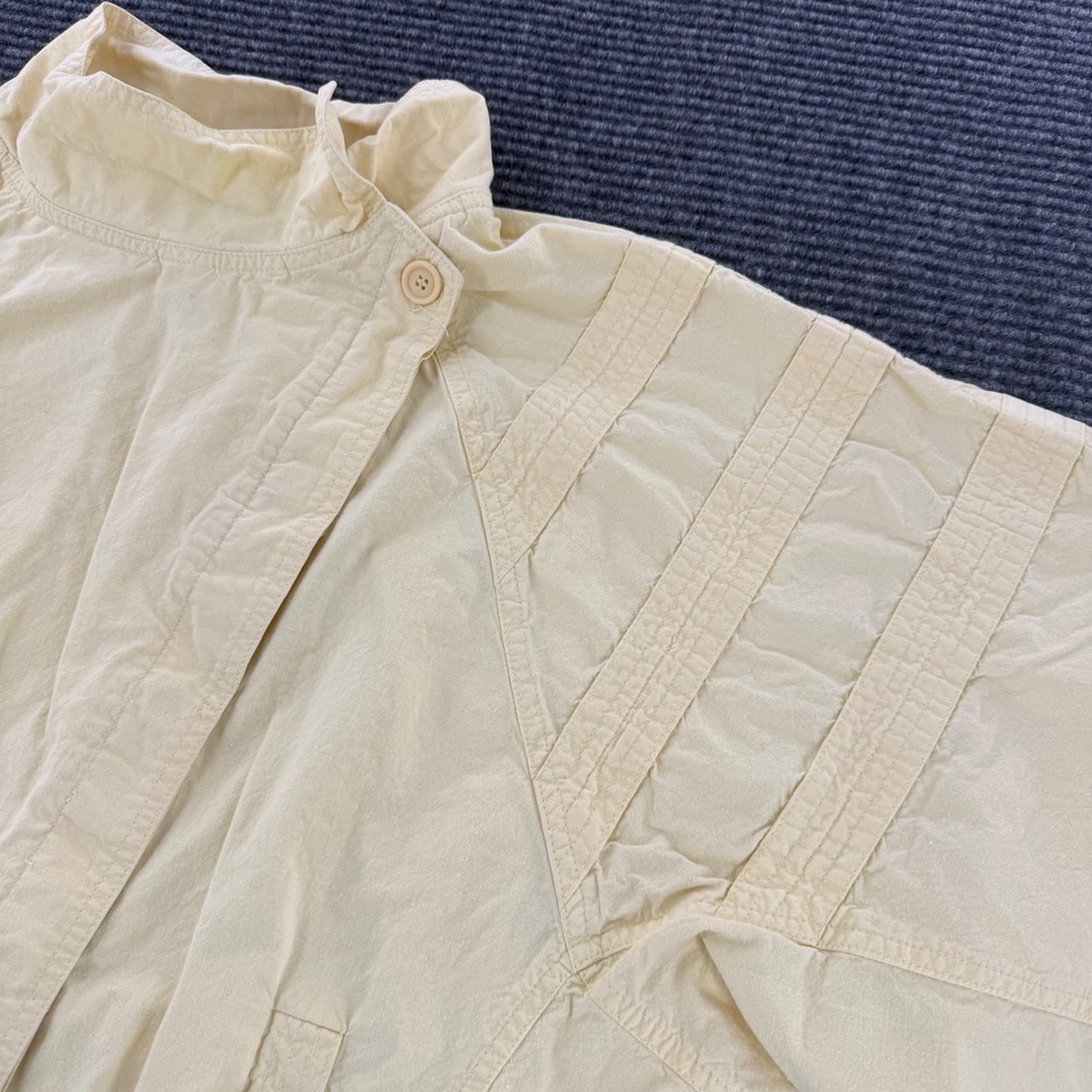 Vintage Womens 40 Yellow Cotton Asymmetrical Button Bomber Jacket Lightweight